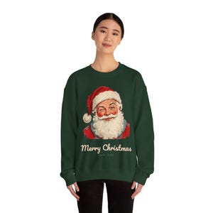 Vintage Santa Sweatshirt, Winking Santa Claus Crewneck, Retro Merry Christmas Sweater, Funny Christmas Sweatshirt, Holiday Gift image 4