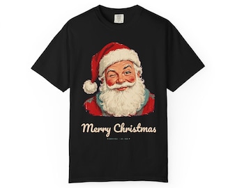 Vintage Santa Shirt, Winking Santa Claus T-Shirt, Retro Merry Christmas Tee, Funny Christmas Shirt, Comfort Colors Holiday Tee