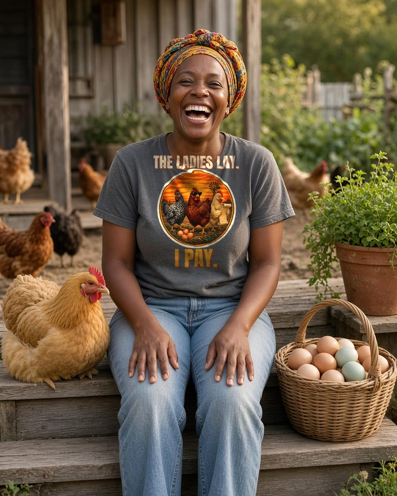Funny Chicken Shirt, The Ladies Lay I Pay T-Shirt, Chicken Mom Tee, Backyard Chickens Gift, Homestead Farm Shirt, Comfort Colors image 3