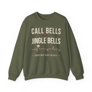 Christmas Nurse Sweatshirt, Call Bells and Jingle Bells Crewneck, Funny Nurse Christmas Sweater, Holiday RN Gift for Nurses image 6