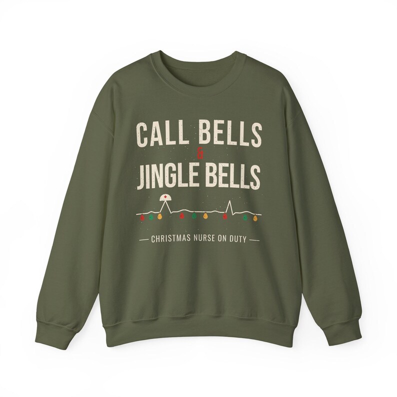 Christmas Nurse Sweatshirt, Call Bells and Jingle Bells Crewneck, Funny Nurse Christmas Sweater, Holiday RN Gift for Nurses image 6