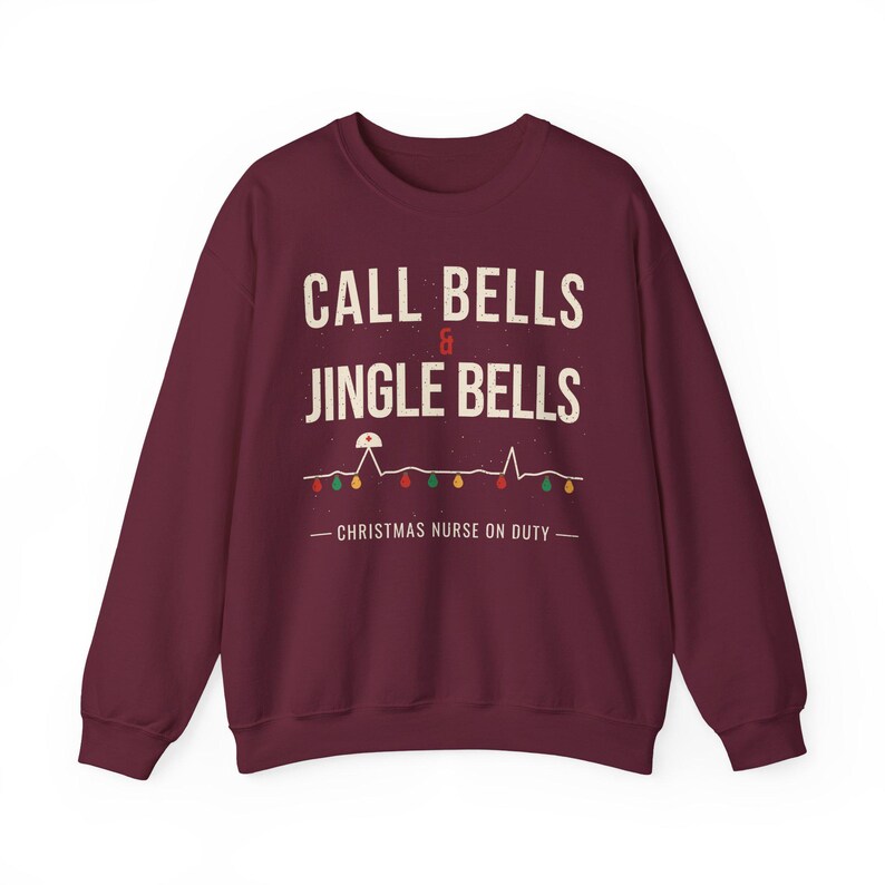 Christmas Nurse Sweatshirt, Call Bells and Jingle Bells Crewneck, Funny Nurse Christmas Sweater, Holiday RN Gift for Nurses image 4