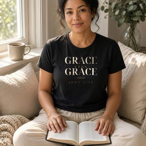 Grace Upon Grace Shirt, John 1:16 Christian T-Shirt, Bible Verse Tee, Faith Shirt for Women and Men, Comfort Colors Christian Tee image 2