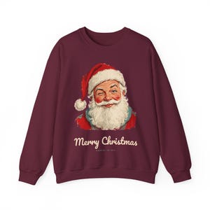 Vintage Santa Sweatshirt, Winking Santa Claus Crewneck, Retro Merry Christmas Sweater, Funny Christmas Sweatshirt, Holiday Gift image 9