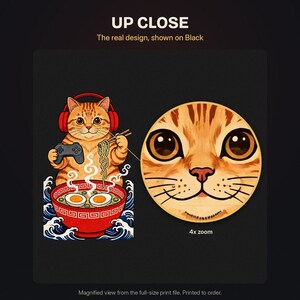 Camiseta de gato gamer comiendo ramen, camiseta kawaii de gato comiendo ramen, camiseta de gato estilo ola japonesa, regalo divertido para amantes de los videojuegos, camiseta de gato estilo anime imagen 11