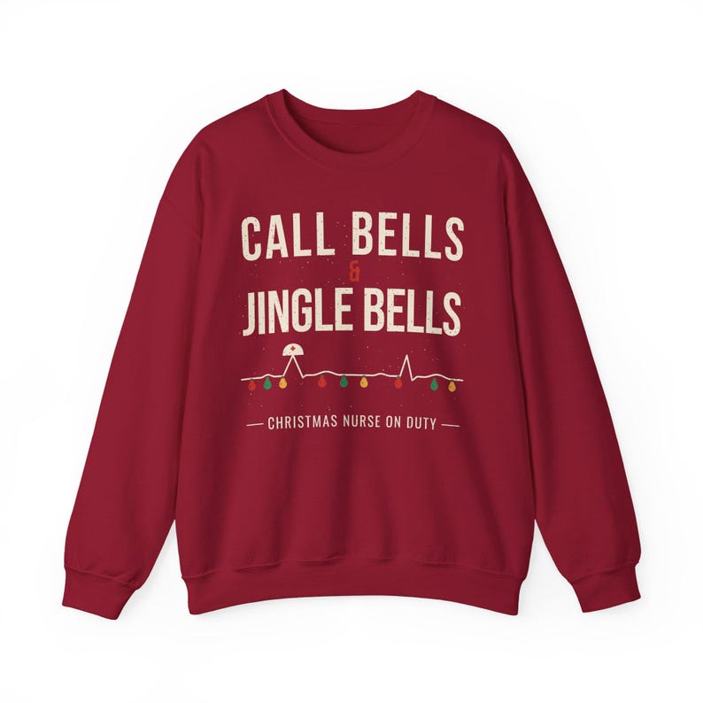 Christmas Nurse Sweatshirt, Call Bells and Jingle Bells Crewneck, Funny Nurse Christmas Sweater, Holiday RN Gift for Nurses image 16