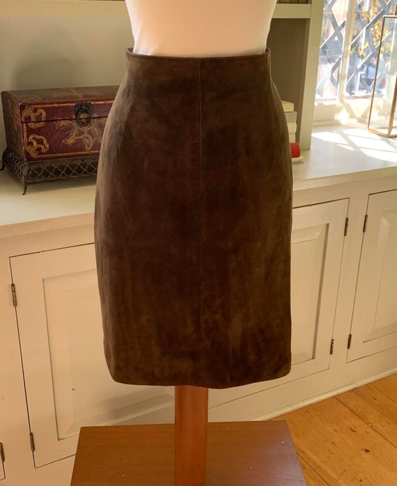 Vintage Burberry's Brown Lamb Suede Skirt