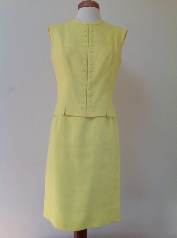 1960's Adele Martin Bright Yellow Linen Dress