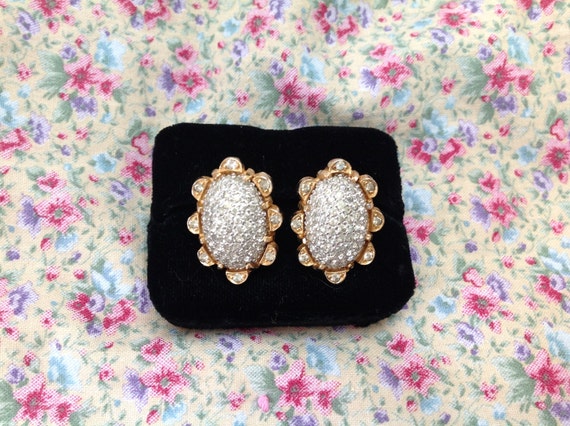 NETTIE ROSENSTEIN Rhinestone Earrings