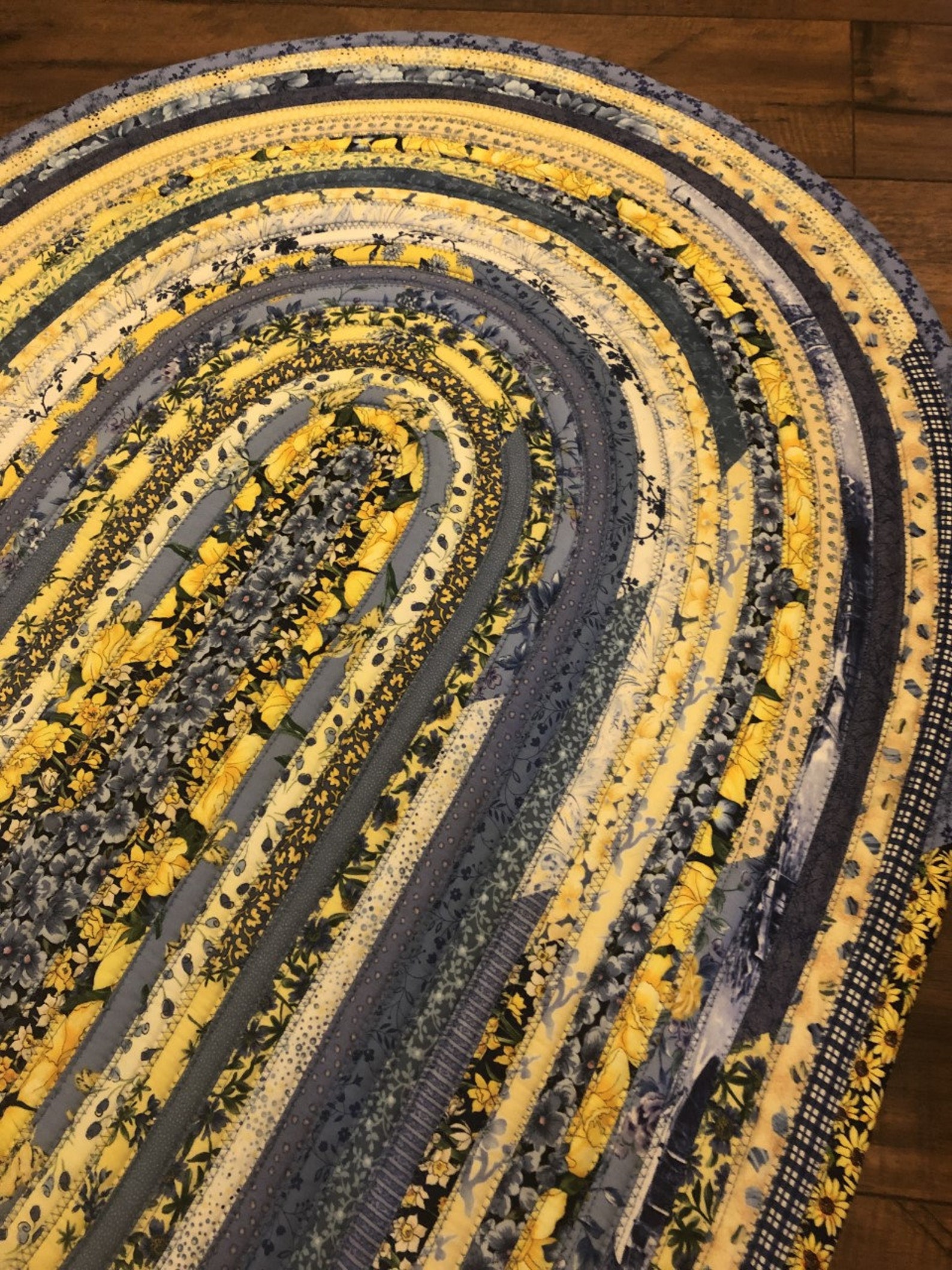 Blue and Yellow Rug Jelly Roll Rug Rag Rug Boho Rug 30 X Etsy