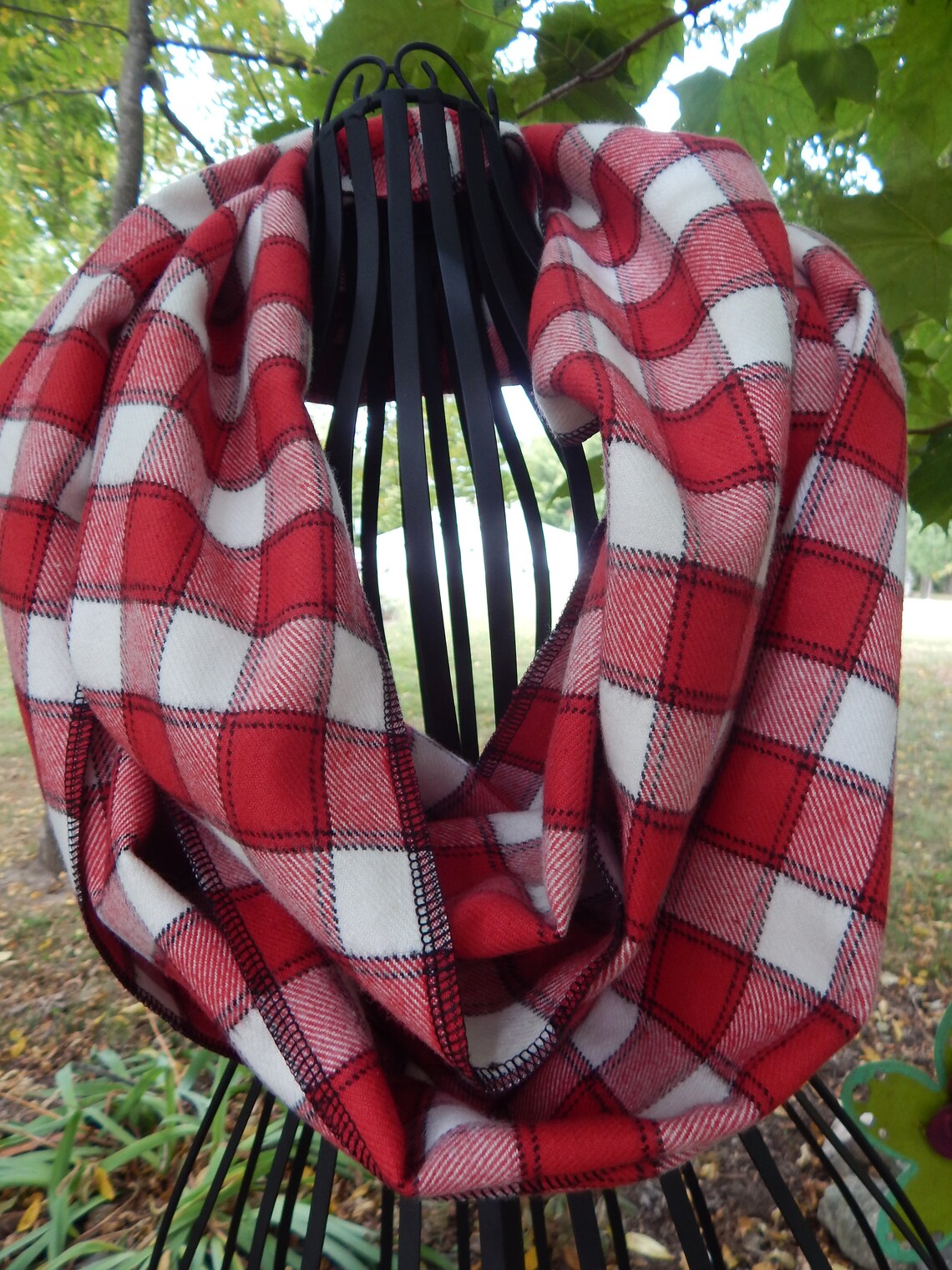 Christmas Scarf Ready to Ship Red Plaid Scarf Red and Cream Etsy