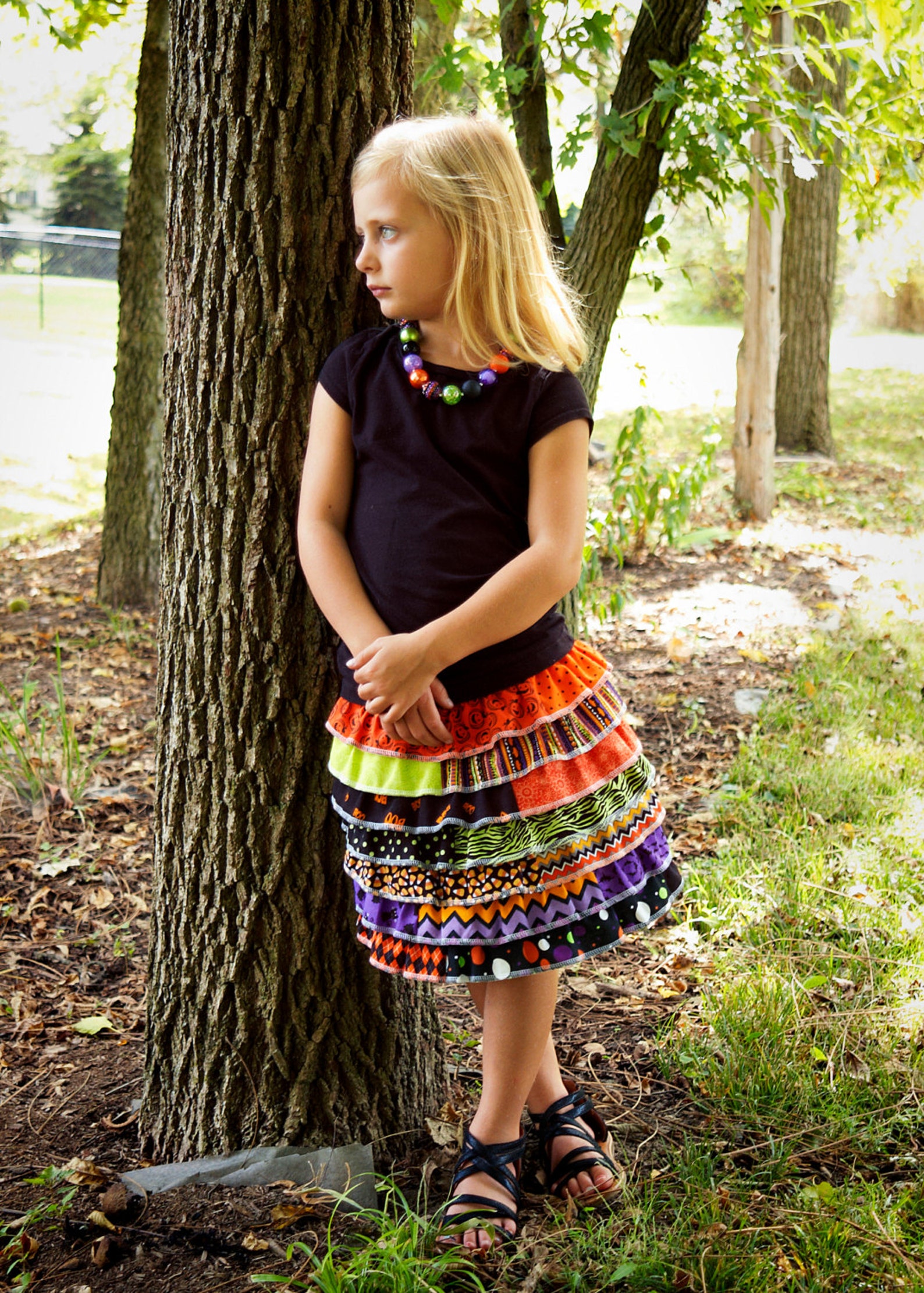 Halloween Skirt Fall Skirt Black Orange Purple and Green Etsy