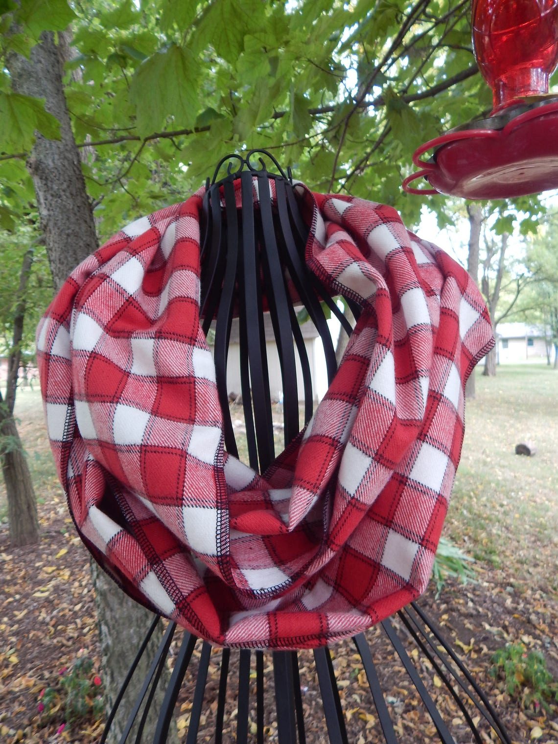 Christmas Scarf Ready to Ship Red Plaid Scarf Red and Cream Etsy