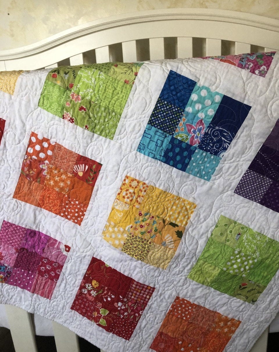 Rainbow Baby Quilt/Toddler Quilt/Crib QuiltGender Neutral Etsy