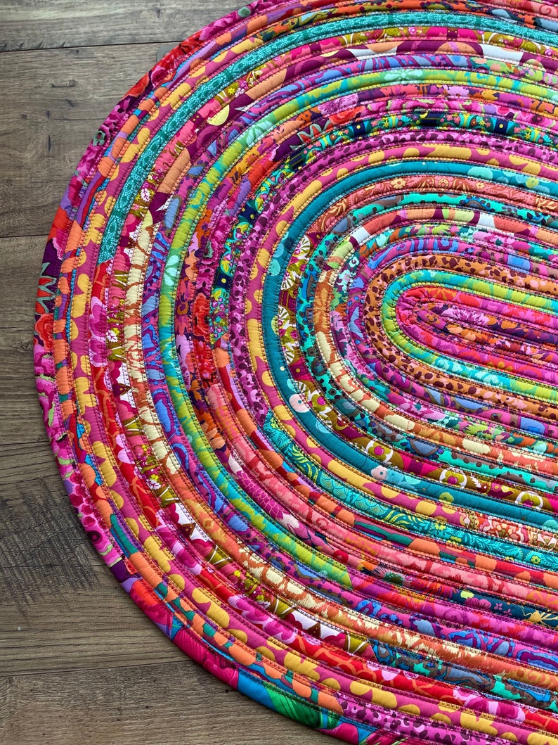 Rainbow Rug Multi Color Rug Jelly Roll Rug Rainbow Jelly Roll Rug image 1