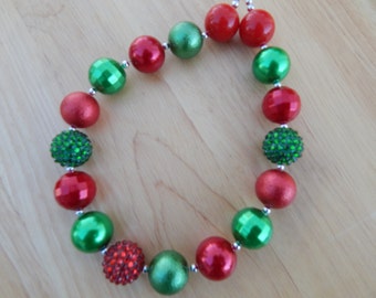 Christmas Necklace Little Girls Christmas Necklace Little Girls Red and Green Necklace