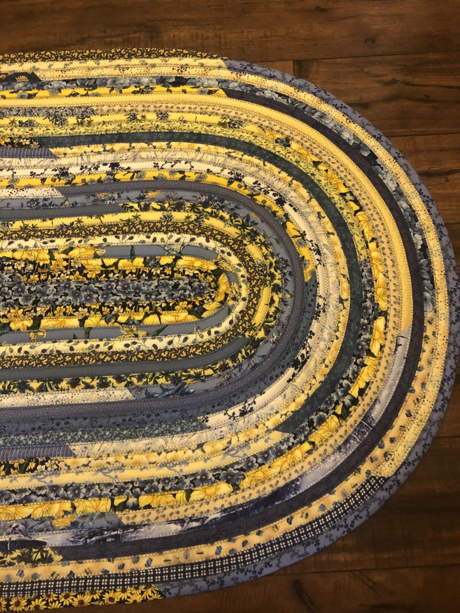 Blue and Yellow Rug Jelly Roll Rug Rag Rug Boho Rug 30 X Etsy