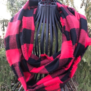 Christmas Scarf Buffalo Plaid Flannel Scarf Red and Black Plaid Fcarf Red Buffalo Plaid Scarf Ladies Scarf and Girls Scarf
