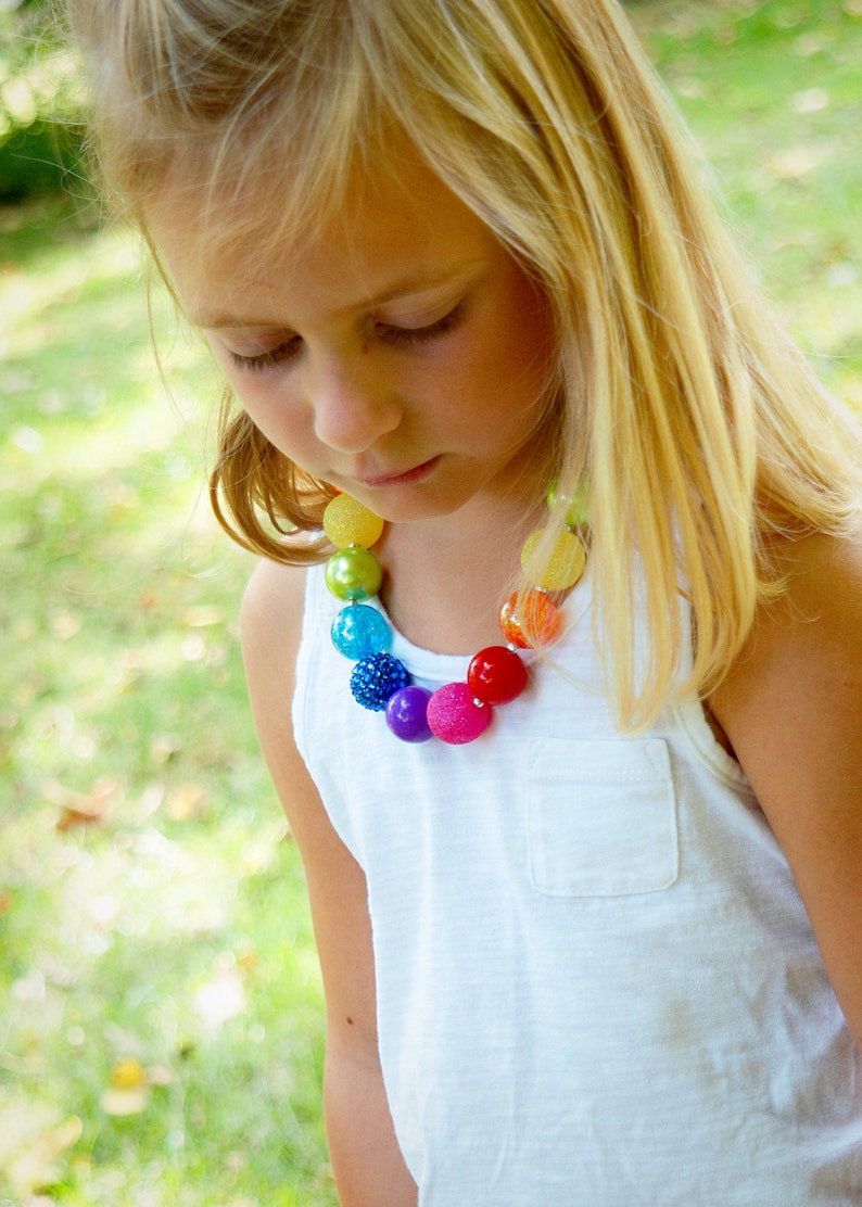 Little Girls Rainbow Necklace Little Girls Chunky Necklace Etsy