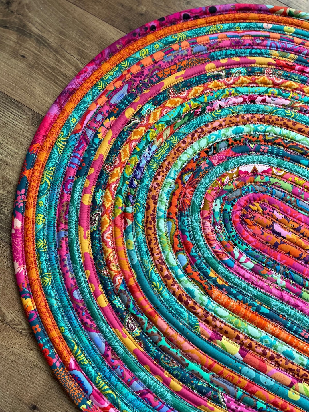 Color Jug Rug Boho Rug Aqua Orange Gold Pink Rug Multi Color Rug Jelly Roll Rug ...
