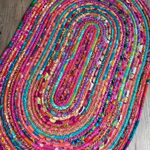 Rainbow Rug Multi Color Rug Jelly Roll Rug Rainbow Jelly Roll Rug image 6