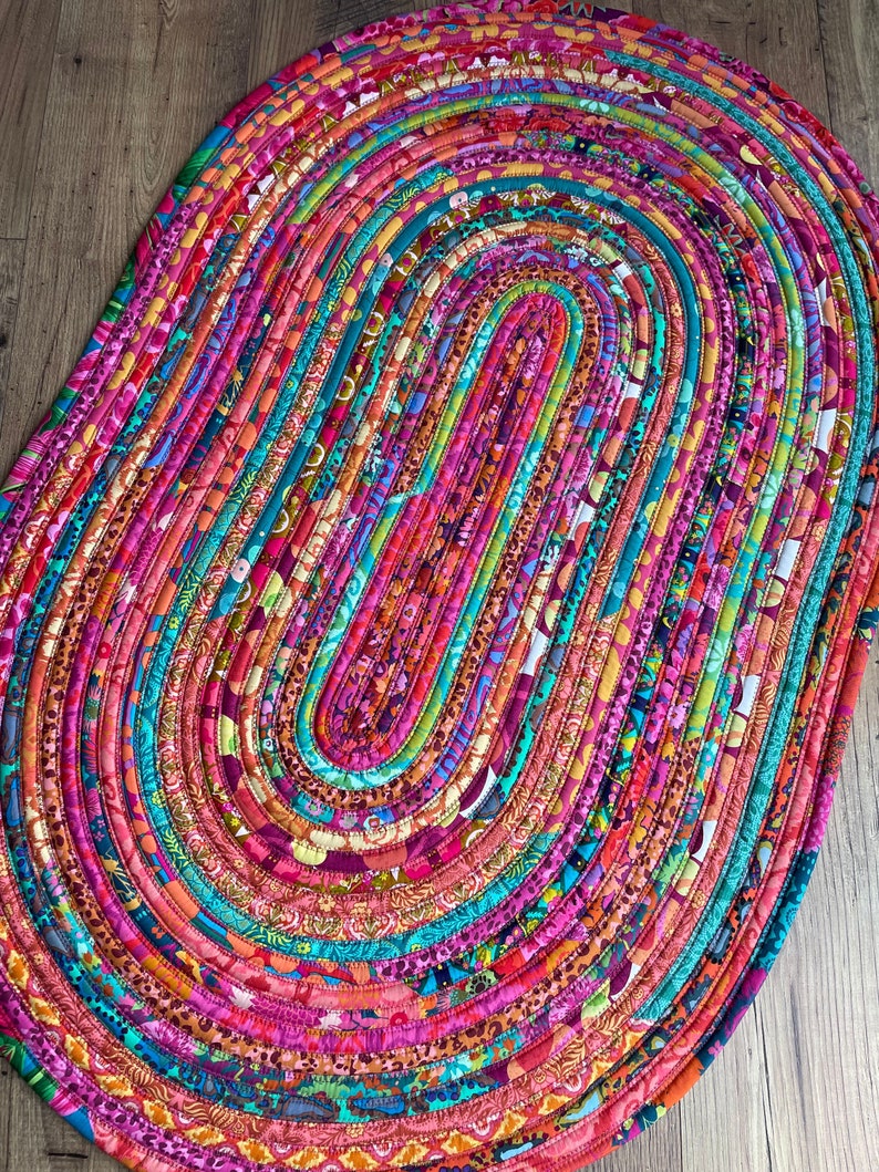 Rainbow Rug Multi Color Rug Jelly Roll Rug Rainbow Jelly Roll Rug image 6