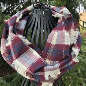 Burgundy Plaid Flannel Scarf Gray and Burgandy Plaid Scarf Ladies Plaid Scarf Ladies Flannel Scarf Girls Flannel Scarf