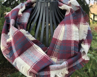 Burgundy Plaid Flannel Scarf Gray and Burgandy Plaid Scarf Ladies Plaid Scarf Ladies Flannel Scarf Girls Flannel Scarf
