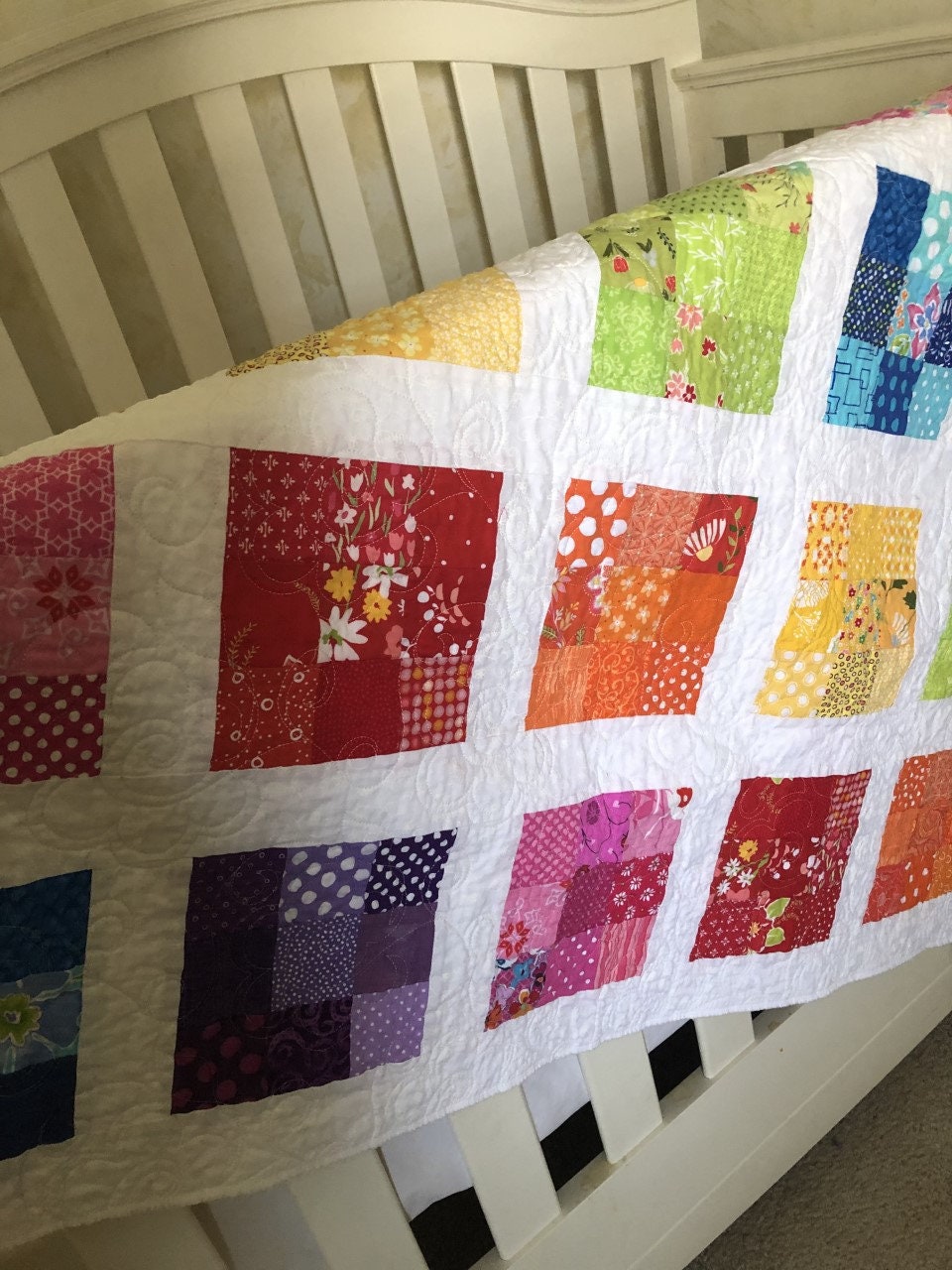 Rainbow Baby Quilt/Toddler Quilt/Crib QuiltGender Neutral Etsy