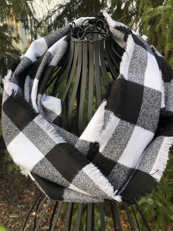 Infinity Scarf - Black and White Buffalo Plaid Infinity Scarf - Black and White Buffalo Plaid