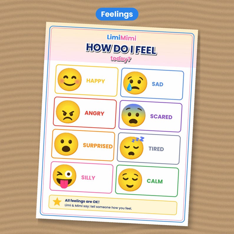 Emotion Chart Craft Feelings Chart for Kids Printable, Emotions Chart, How Do I Feel Today ...