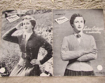 Vintage Cardigan's to Hand Knit, Ladies' Mid Century Patterns - Fontana Knitting Book No 77