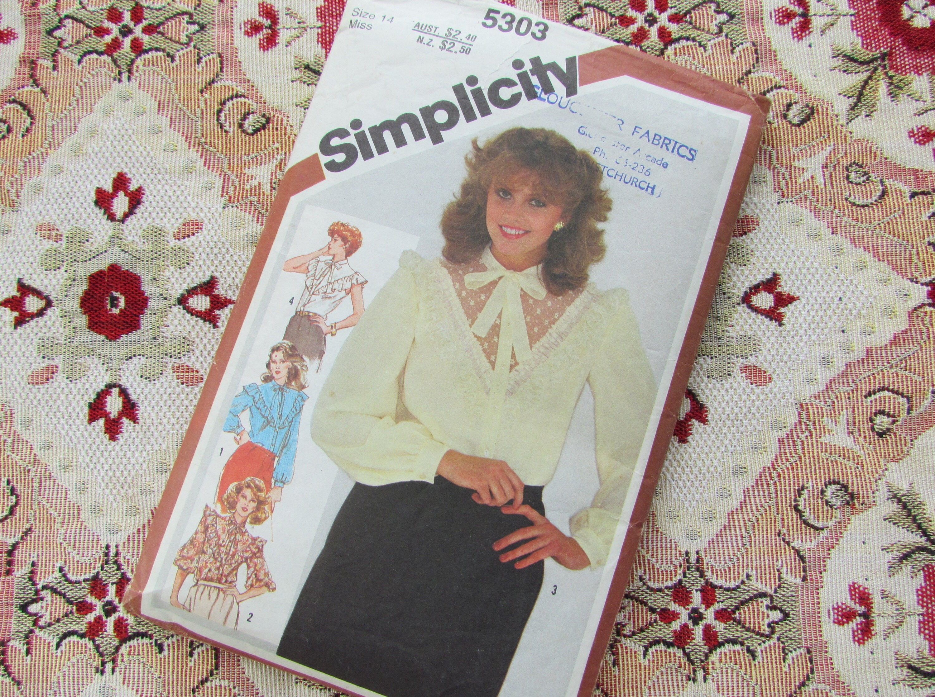 Simplicity Pattern 5303 Retro Size 36 Inch Bust, Frilled Yoke Blouse - 1981 Sewing Pattern ...