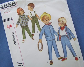 Vintage Age 4 Years Child's Pants, Lined Jacket and Kerchief - Unused Sewing Pattern. Simplicity No 4658