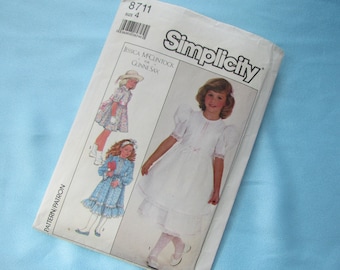 Retro Age 4 Years, Party Dress - 1988 Jessica McClintock Sewing Pattern, Simplicity No 8711