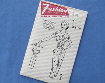 Vintage Size 34 Inch Bust, Pencil Dress - Factory Folded Mid Century Sewing Pattern, Fashion No 6012