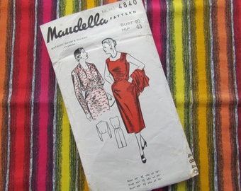 Vintage Size 40 Inch Bust, Plus Size Straight Dress with Bolero - Factory Folded Sewing Pattern, Maudella No 4840