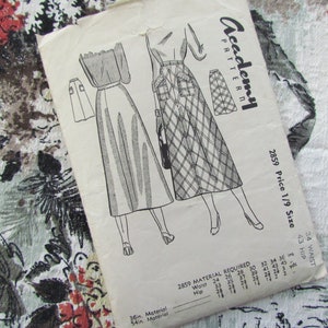 May include: A vintage sewing pattern for a skirt, featuring two different styles. The pattern is from Academy Pattern, number 2859, and is priced at 1/9 size. The pattern includes instructions for a plaid skirt and a solid skirt.