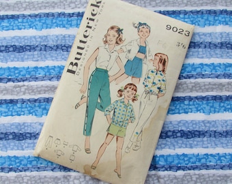 Vintage Age 8 Years, Mix and Match Playtime Wardrobe - Late 50s Sewing Pattern, Butterick No 9023