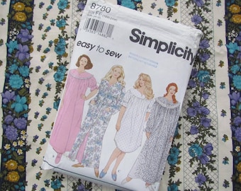 May include: Simplicity sewing pattern number 8780 for women's nightgowns. The pattern includes four different styles, all with a floral print. The pattern is labeled "easy to sew".