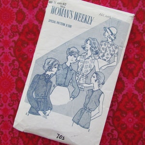 Vintage Size 40 Inch Bust, Beagle Collar and Collarless Tops: Jacket, Tunic and Blouse - Sewing Pattern, Woman's Weekly No B596