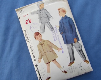 Vintage Age 4 Years, Winter Coat, Pants and Hat - Uncut Mid Century Sewing Pattern, Simplicity No 1333