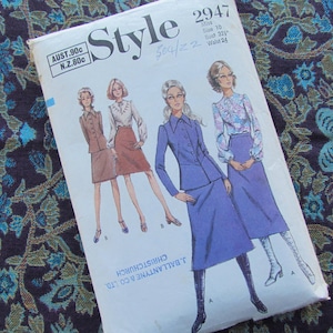 May include: Vintage sewing pattern for a skirt and jacket set. The pattern is for size 10, bust 32 inches, waist 24 inches. The pattern is from J. Ballantyne & Co. Ltd. in Christchurch.
