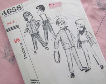 Vintage Age 8 Years Child's Pants, Lined Jacket and Kerchief - Mid Century Sewing Pattern, Simplicity No 4658