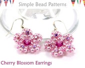 Tutorial Pattern - Rose Montee Swarovski Margarita Crystals - Beaded Earrings - Simple Bead Patterns - Cherry Blossom Earrings 129