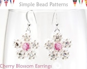 Tutorial Pattern - Rose Montee Swarovski Margarita Crystals - Beaded Earrings - Simple Bead Patterns - Cherry Blossom Earrings 129