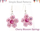 Tutorial Pattern - Rose Montee Swarovski Margarita Crystals - Beaded Earrings - Simple Bead Patterns - Cherry Blossom Earrings 129