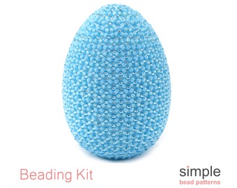 Beaded Easter Egg Kit for Adults (in Light Blue): "Solid Easter Egg" Design