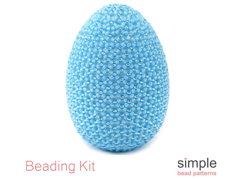 Beaded Easter Egg Kit for Adults (in Light Blue): "Solid Easter Egg" Design bild 1