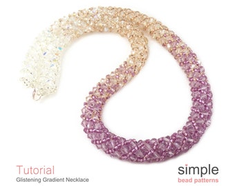 Patrón PDF para collar de cristal: Diseño de "Collar con degradado brillante"